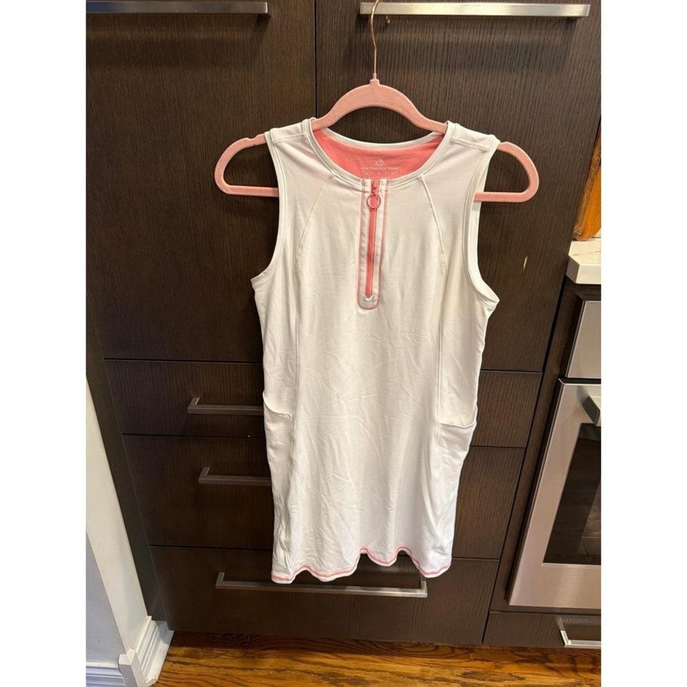 Southern Tide sleeveless tennis dress pink quarter-zip neckline women's small
